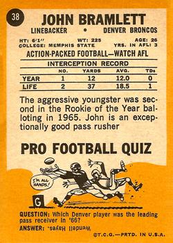 1967 Topps #38 John Bramlett RC back image