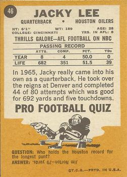 1967 Topps #46 Jacky Lee back image