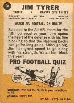 1967 Topps #68 Jim Tyrer back image