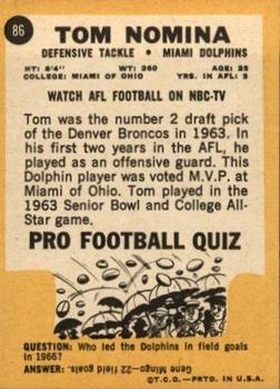 1967 Topps #86 Tom Nomina back image