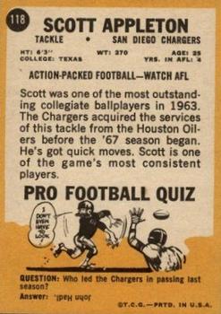 1967 Topps #118 Scott Appleton back image