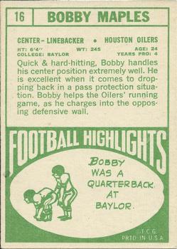 1968 Topps #16 Bobby Maples back image