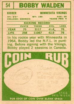 1968 Topps #54 Bobby Walden back image