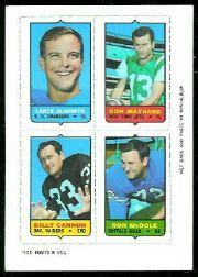 1969 Topps Four-in-One Inserts #3 Lance Alworth/Don Maynard/Ron McDole/Billy Cannon