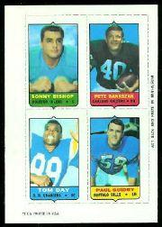 1969 Topps Four-in-One Inserts #8 Sonny Bishop/Pete Banaszak/Paul Guidry/Tom Day
