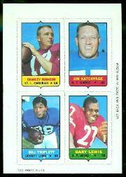 1969 Topps Four-in-One Inserts #28 Charley Johnson/(white)/Jim Katcavage/Gary Lewis/Bill Triplett (red)