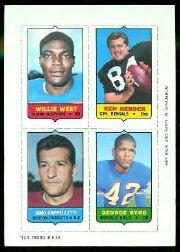 1969 Topps Four-in-One Inserts #62 Willie West */Ken Herock */George Byrd/Gino Cappelletti