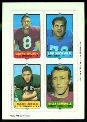 1969 Topps Four-in-One Inserts #64 Larry Wilson/Lou Michaels/Billy Gambrell/Earl Gros
