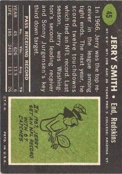 1969 Topps #45 Jerry Smith back image