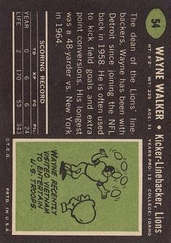 1969 Topps #54 Wayne Walker back image
