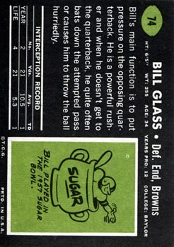 1969 Topps #74 Bill Glass back image