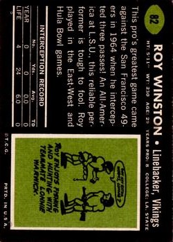 1969 Topps #82 Roy Winston back image