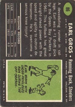 1969 Topps #86 Earl Gros back image