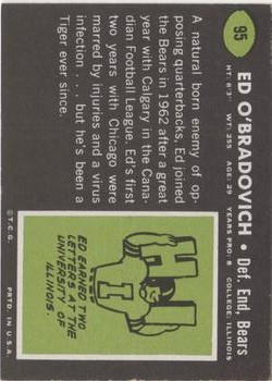 1969 Topps #95 Ed O'Bradovich RC back image