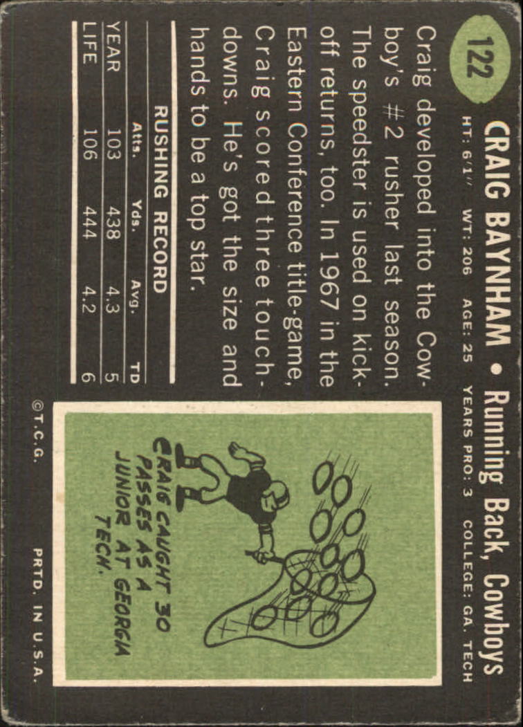 1969 Topps #122 Craig Baynham RC back image