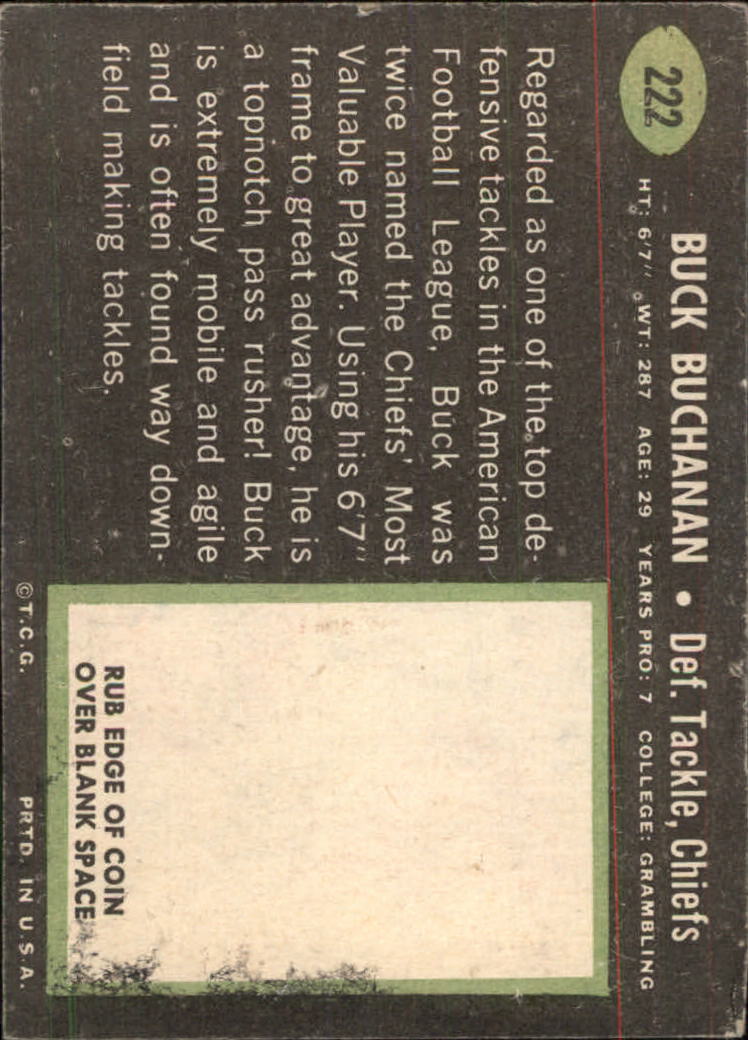 1969 Topps #222 Buck Buchanan back image