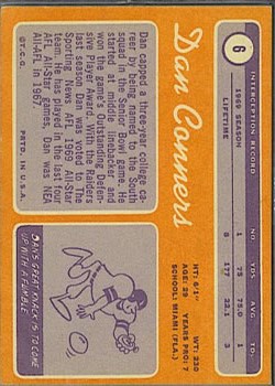 1970 Topps #6 Dan Conners RC back image