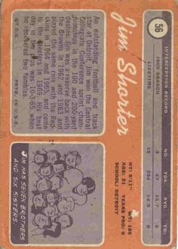 1970 Topps #56 Jim Shorter back image