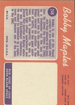 1970 Topps #248 Bobby Maples back image