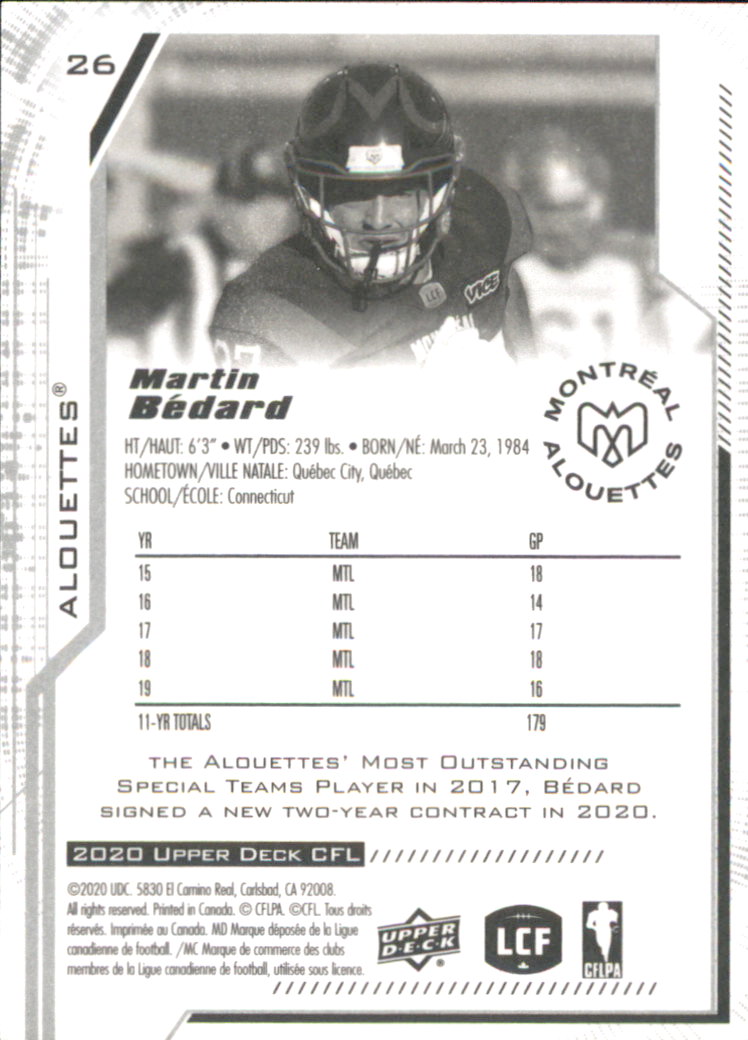 B6609- 2020 Upper Deck CFL Football Card #s 1-200 -You Pick- 15+ FREE US SHIP - Picture 25 of 165