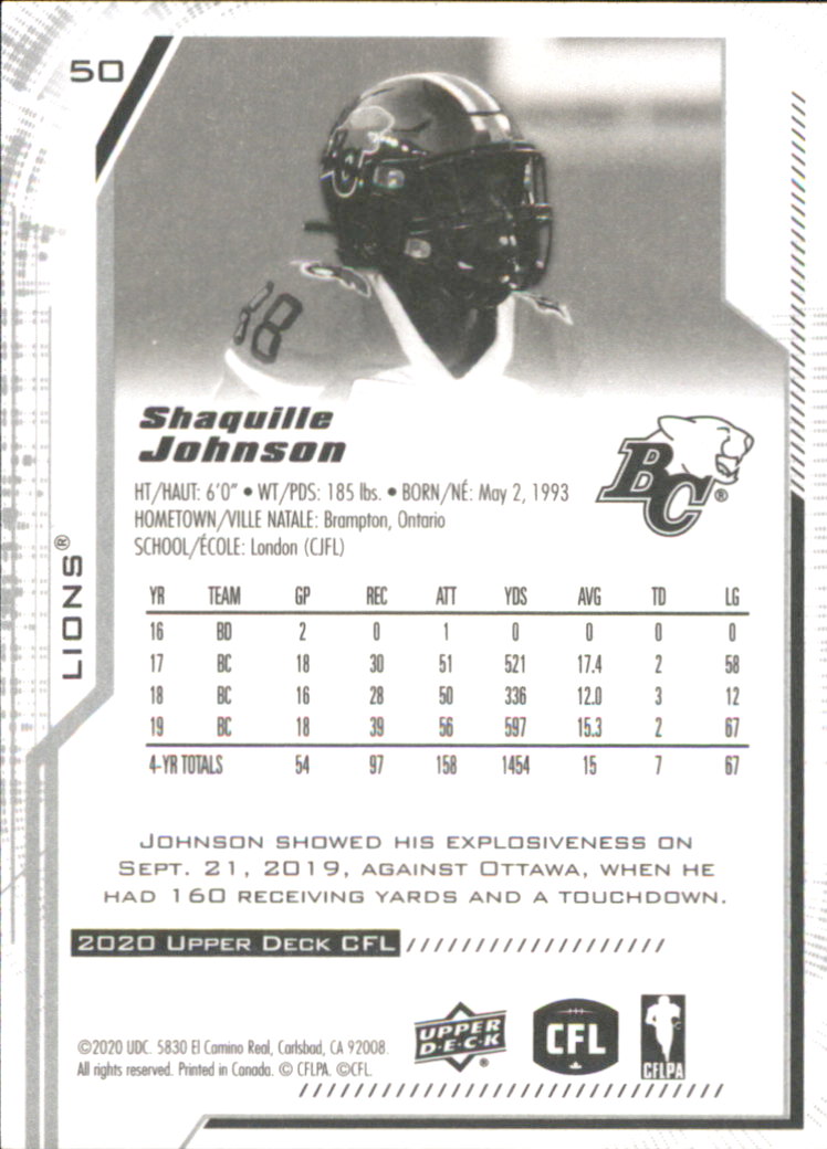 B6609- 2020 Upper Deck CFL Football Card #s 1-200 -You Pick- 15+ FREE US SHIP - Picture 39 of 165