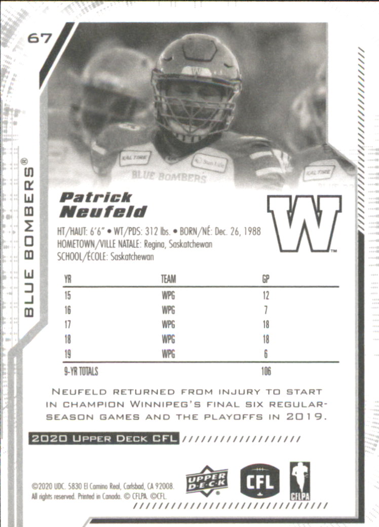 B6609- 2020 Upper Deck CFL Football Card #s 1-200 -You Pick- 15+ FREE US SHIP - Picture 51 of 165