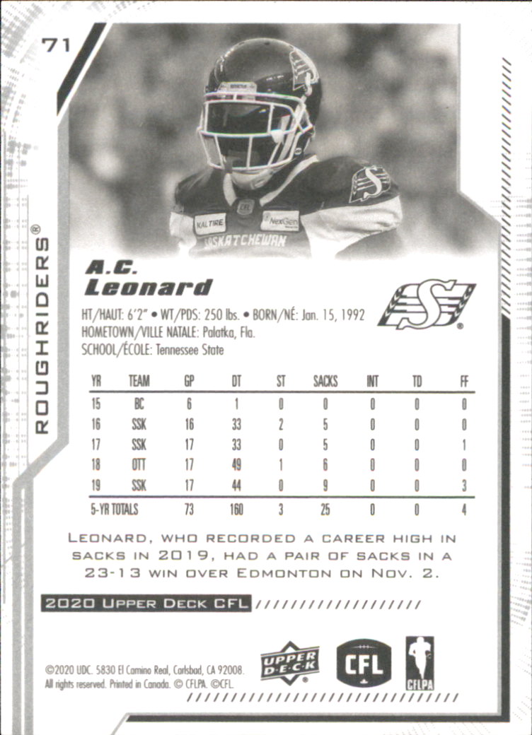 B6609- 2020 Upper Deck CFL Football Card #s 1-200 -You Pick- 15+ FREE US SHIP - Picture 55 of 165