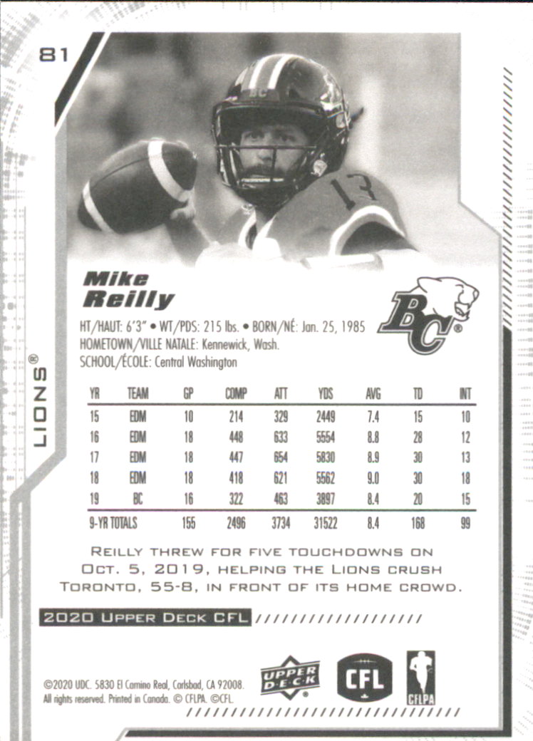 B6609- 2020 Upper Deck CFL Football Card #s 1-200 -You Pick- 15+ FREE US SHIP - Picture 63 of 165
