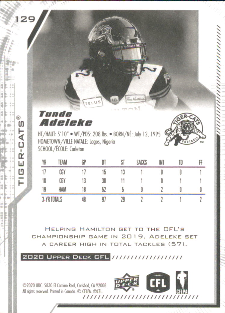 B6609- 2020 Upper Deck CFL Football Card #s 1-200 -You Pick- 15+ FREE US SHIP - Picture 99 of 165