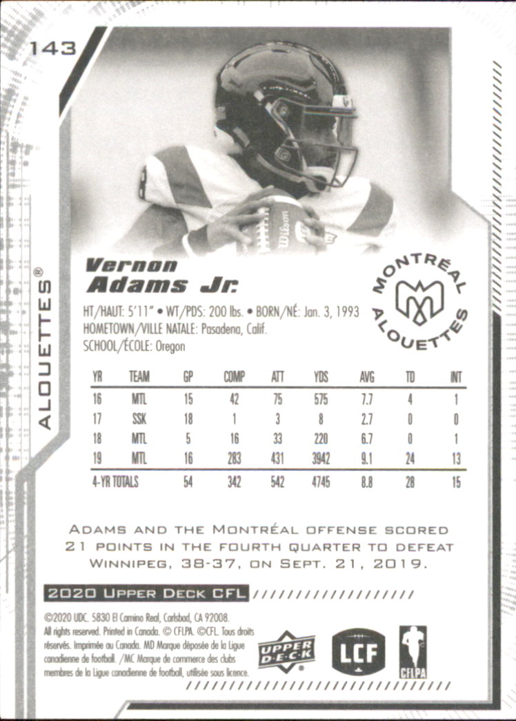 B6609- 2020 Upper Deck CFL Football Card #s 1-200 -You Pick- 15+ FREE US SHIP - Picture 111 of 165