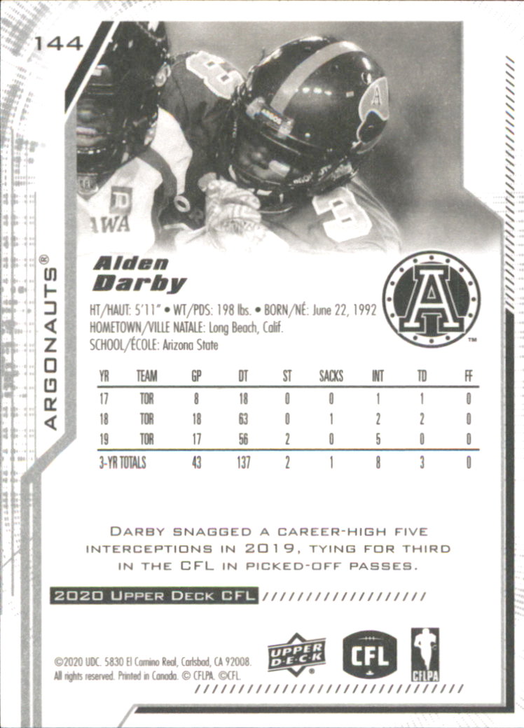 B6609- 2020 Upper Deck CFL Football Card #s 1-200 -You Pick- 15+ FREE US SHIP - Picture 113 of 165