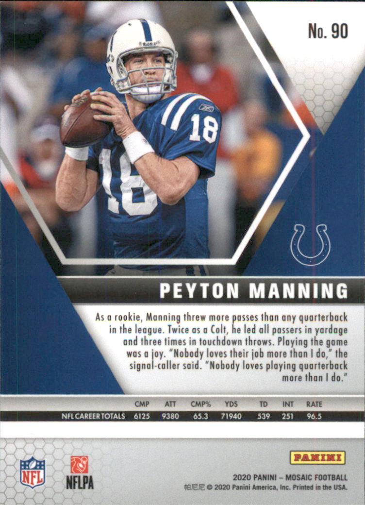 2020 Panini Mosaic #90 Peyton Manning back image