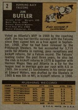 1971 Topps #2 Jim Butler back image