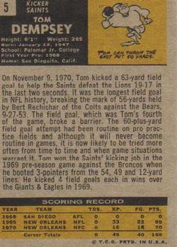1971 Topps #5 Tom Dempsey back image