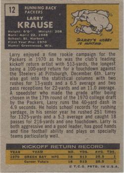 1971 Topps #12 Larry Krause RC back image