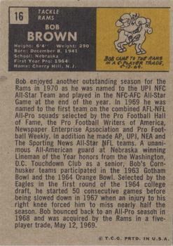 1971 Topps #16 Bob Brown OT back image