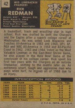 1971 Topps #42 Rick Redman back image
