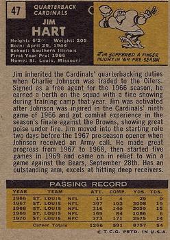 1971 Topps #47 Jim Hart back image