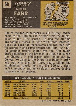 1971 Topps #69 Miller Farr back image