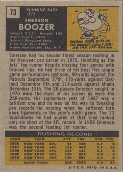 1971 Topps #73 Emerson Boozer back image