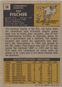 1971 Topps #74 Pat Fischer back image