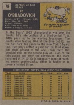 1971 Topps #78 Ed O'Bradovich back image