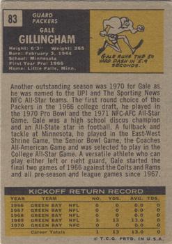 1971 Topps #83 Gale Gillingham back image
