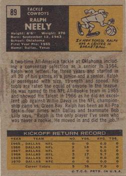 1971 Topps #89 Ralph Neely back image