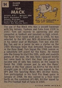 1971 Topps #94 Tom Mack back image
