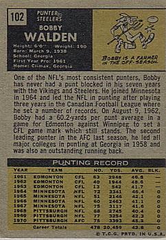 1971 Topps #102 Bobby Walden back image