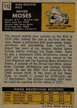 1971 Topps #112 Haven Moses back image
