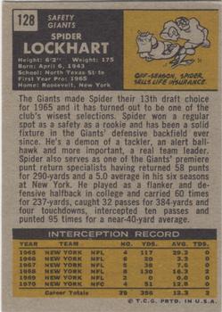 1971 Topps #128 Spider Lockhart back image