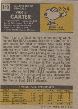1971 Topps #140 Virgil Carter RC back image