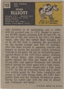 1971 Topps #153 John Elliott back image